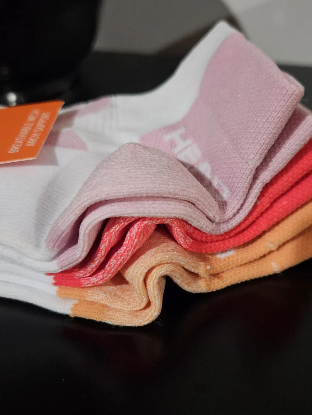 Head Women's Performance Socks - White, Pink & Orange (3 Pairs) NWT, MSRP $28